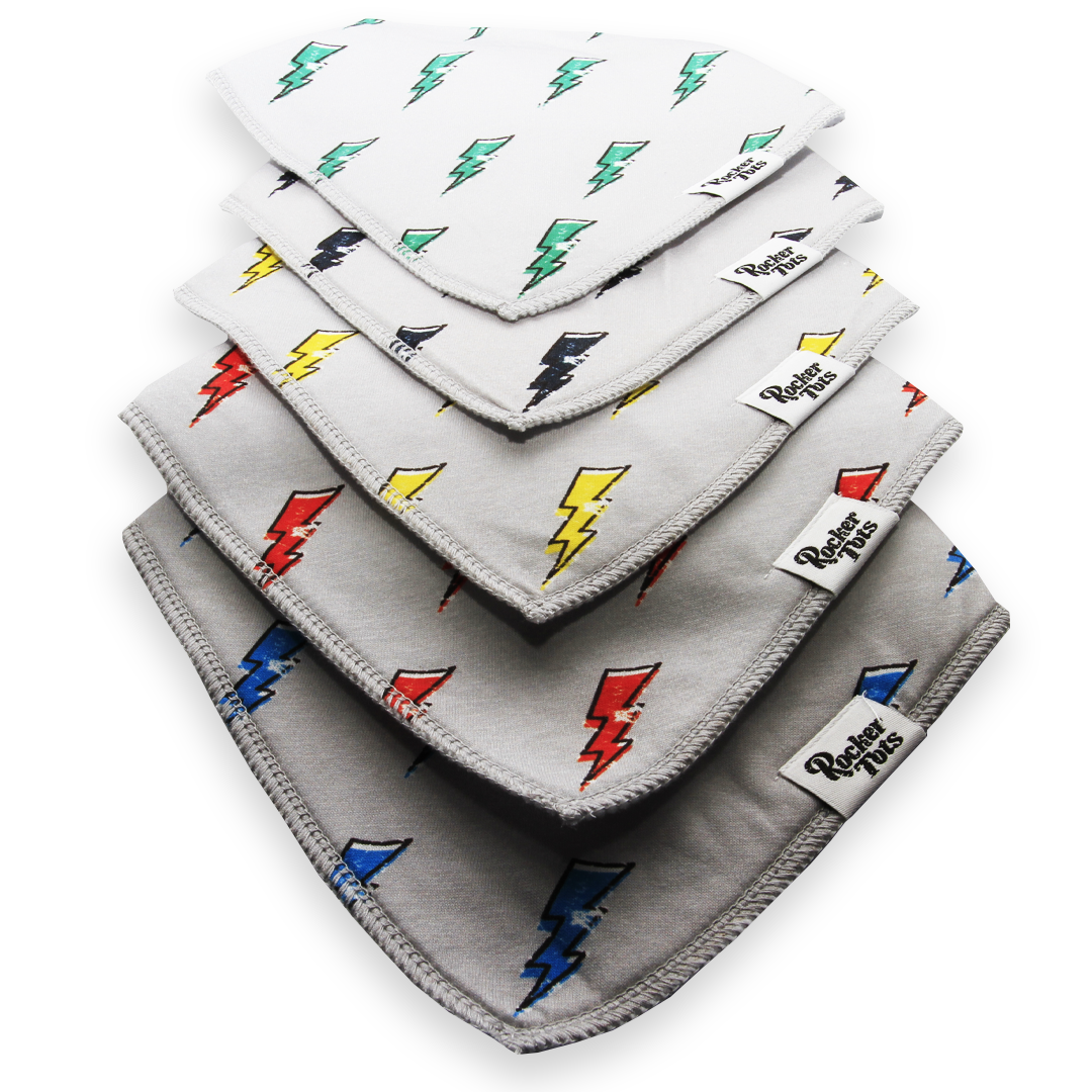 cotton muslin baby snap bibs lightening bolt 5 pack