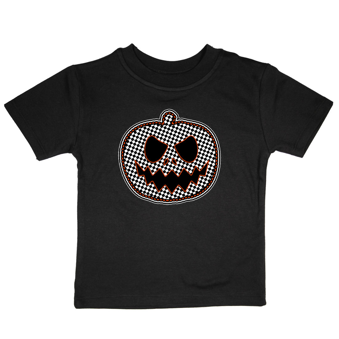 Kids punk band shirt checkered pumpkin black