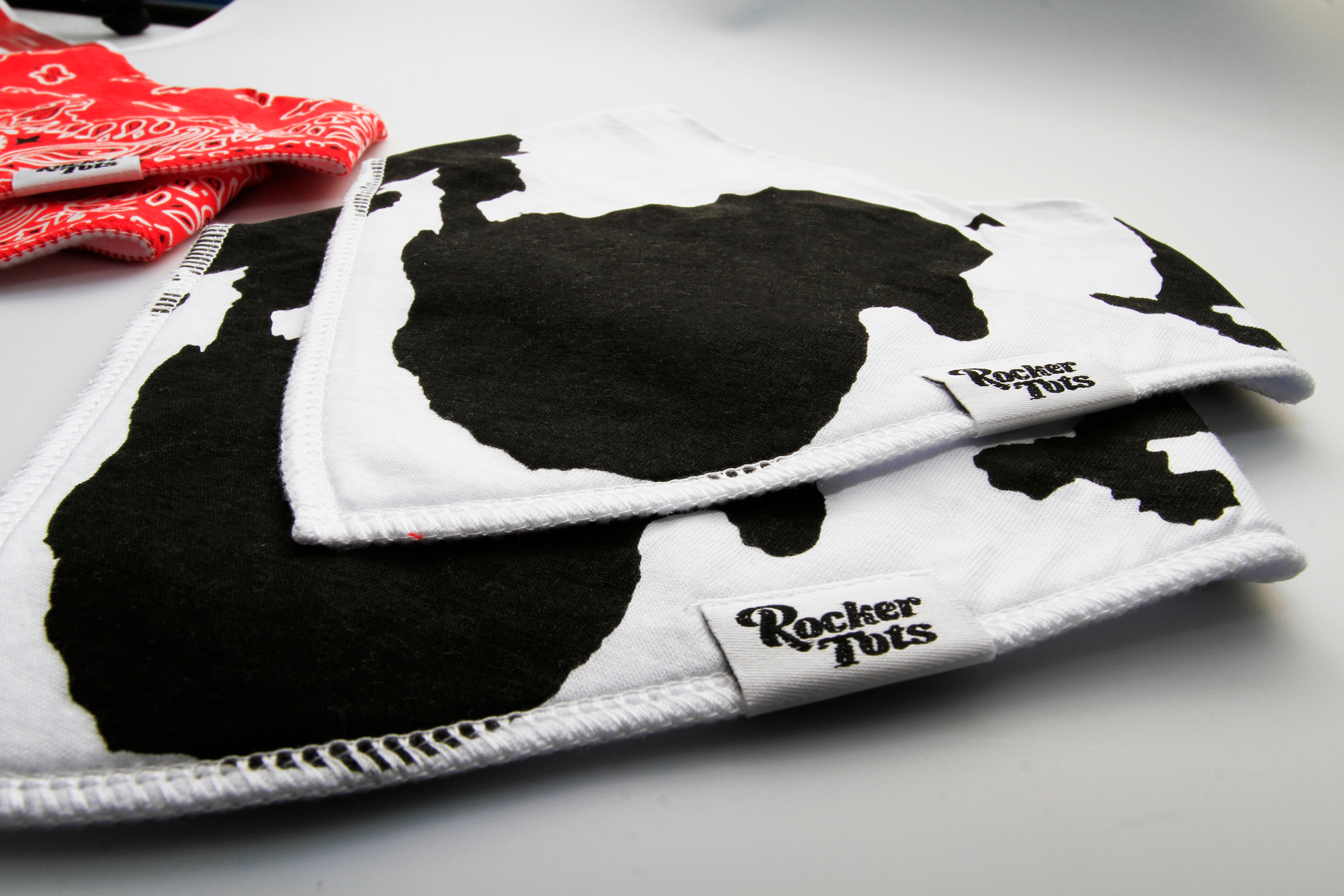 cotton muslin baby snap bibs cow bandana