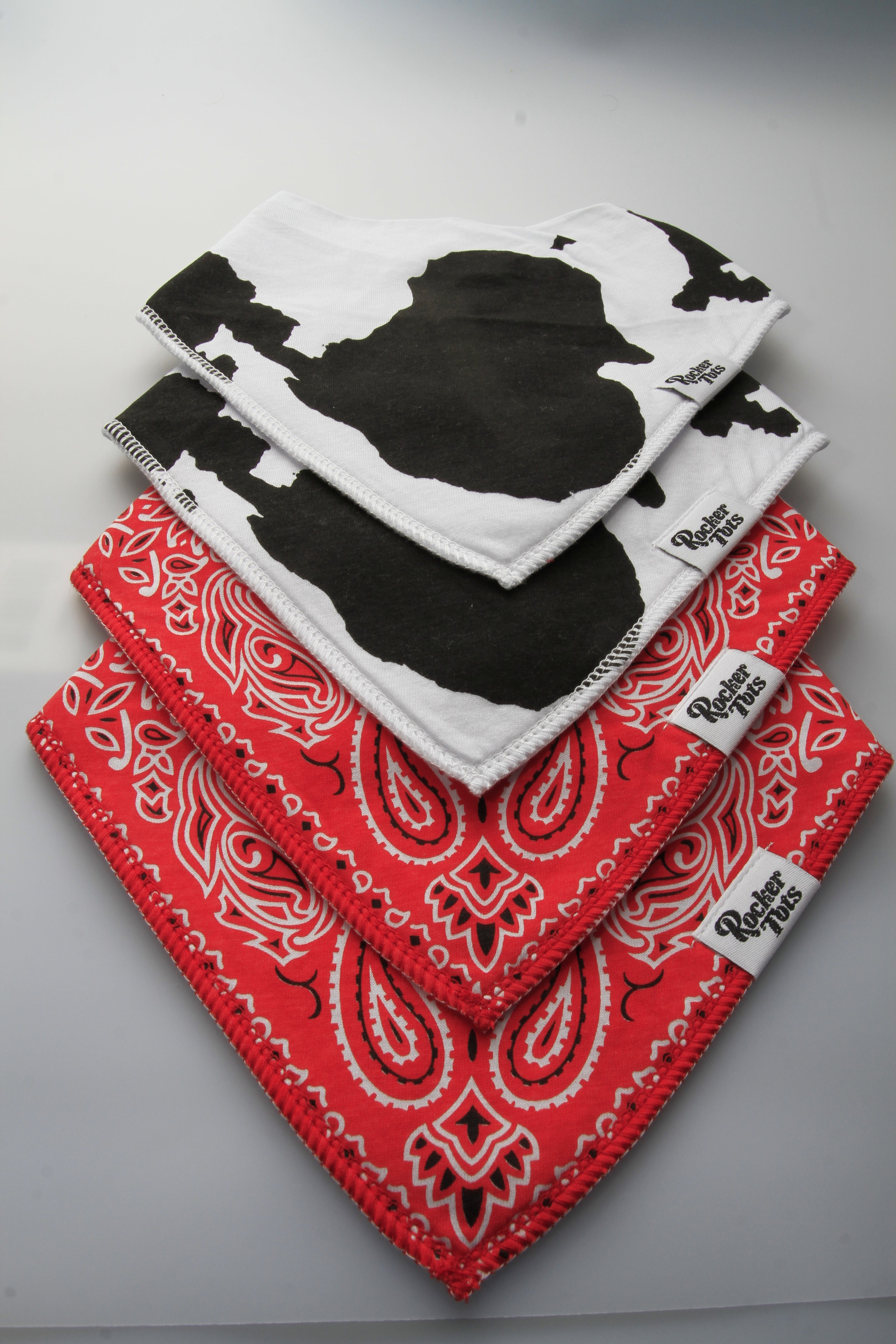 cotton muslin baby snap bibs cow bandana