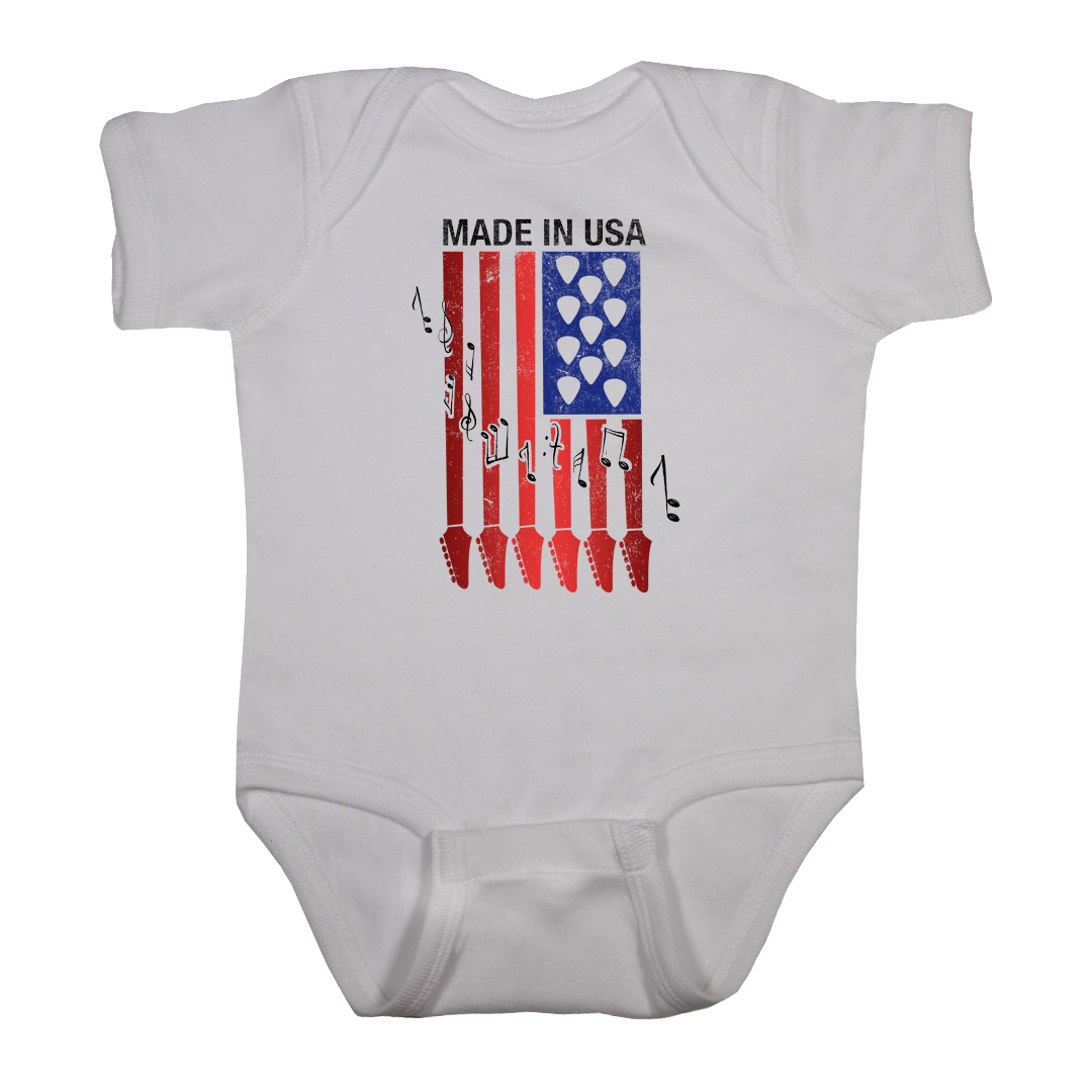 Baby Romper onesie patriotic flag white