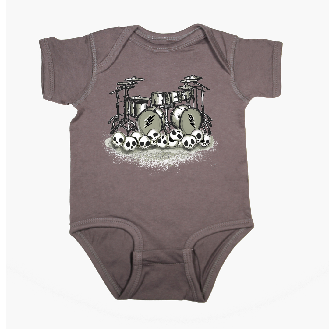 Baby rock onesie romper drums grey