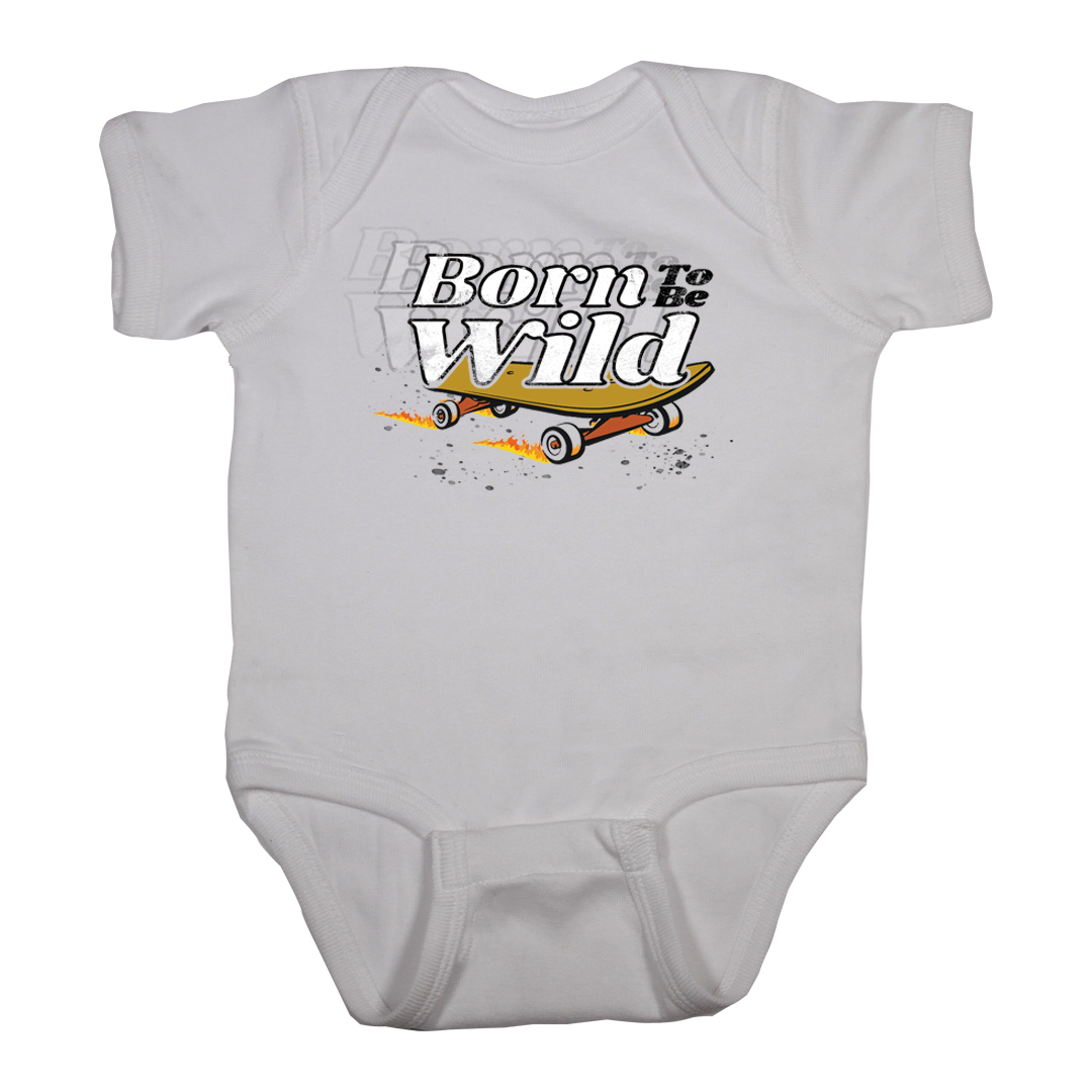 born to be wild baby onesie rock shirt white