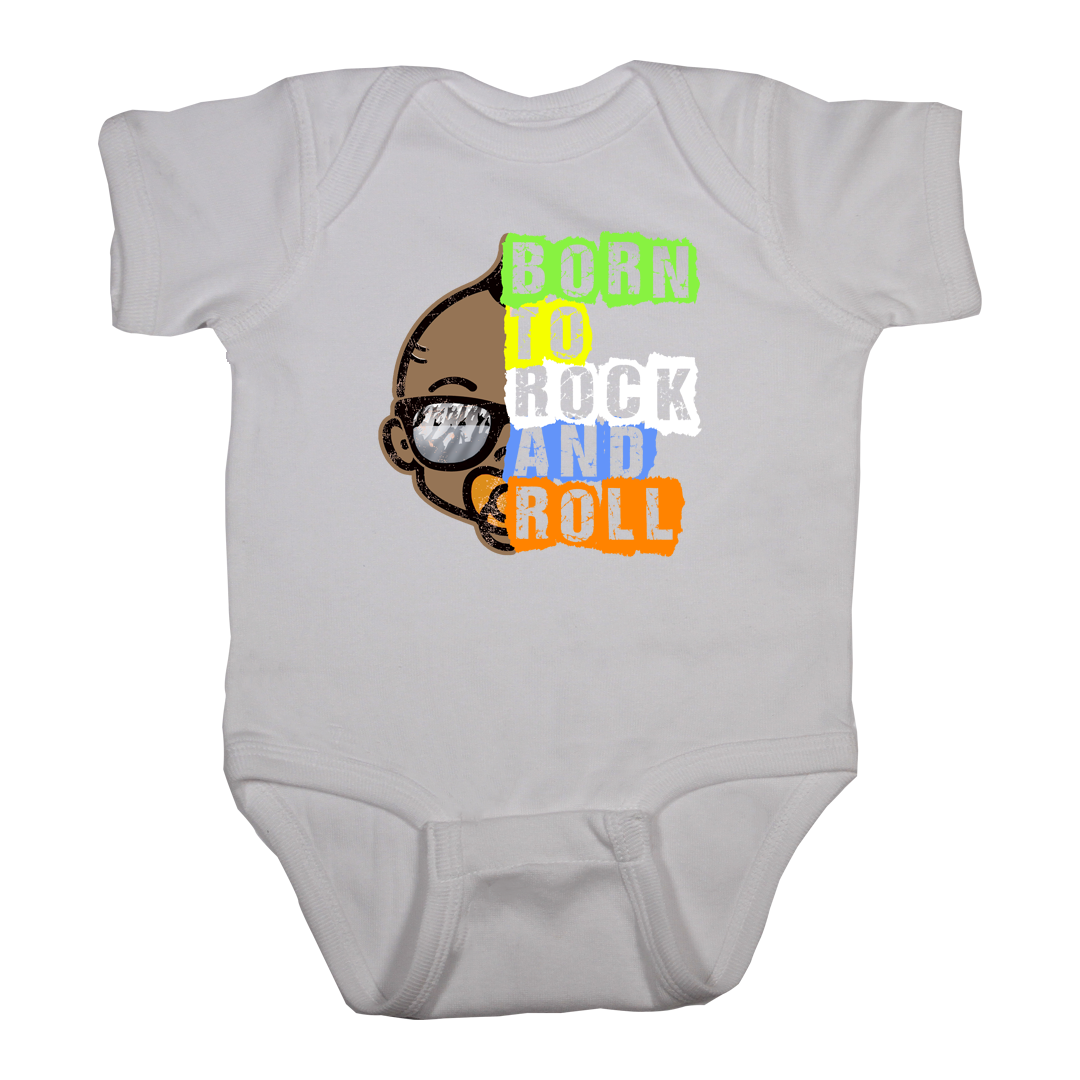 born to rock and roll baby onesie rock shirt white