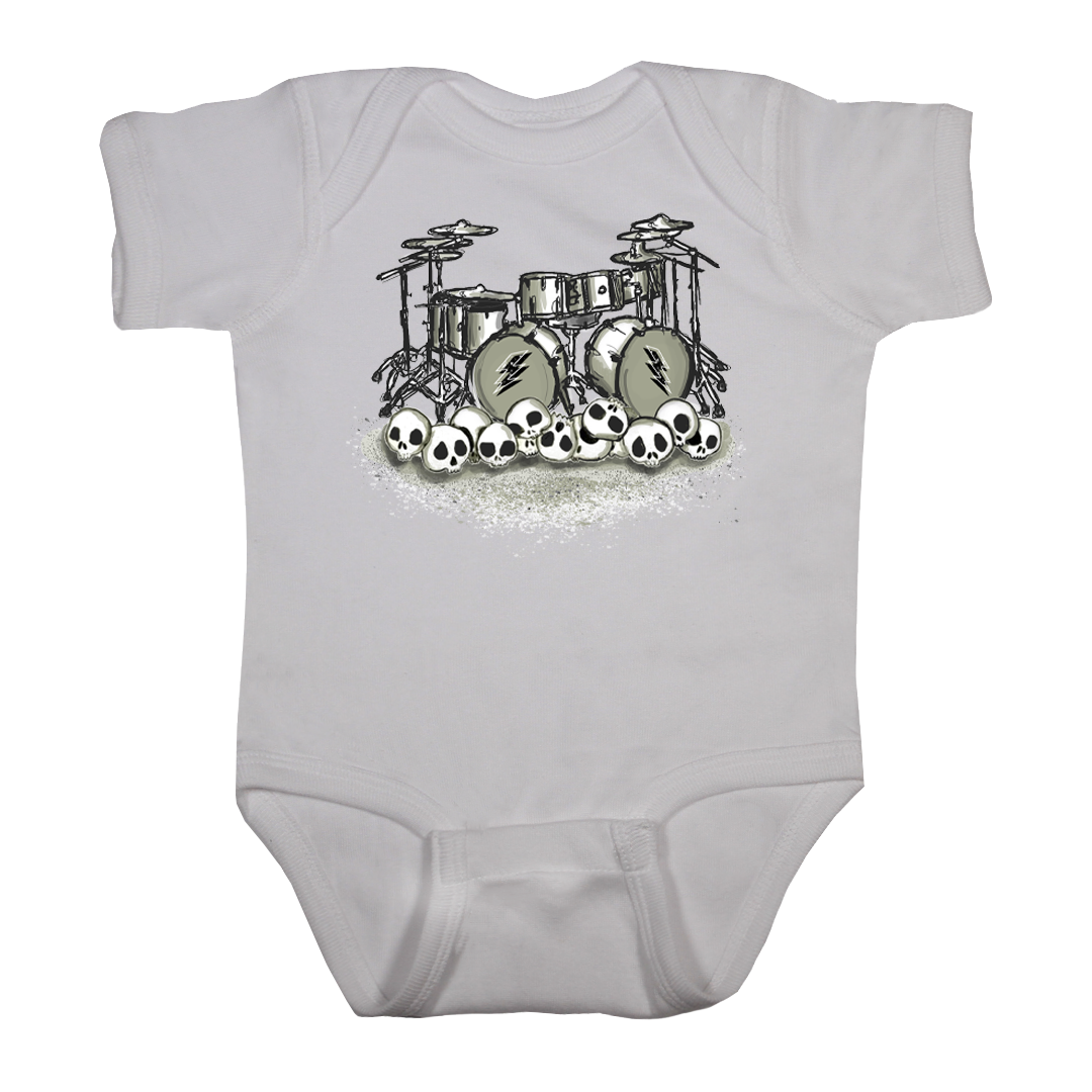 Baby rock onesie romper drums white