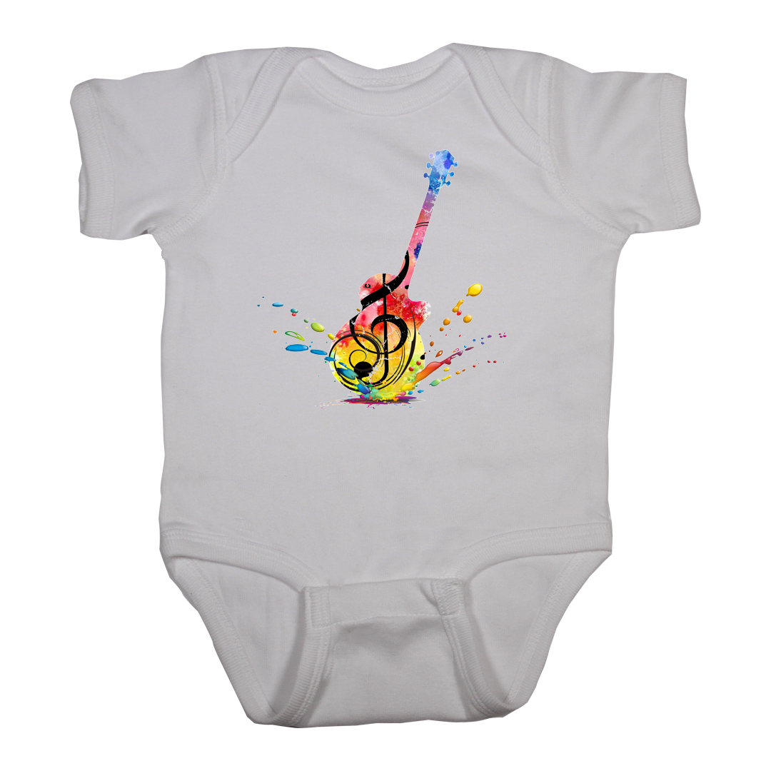 Baby Rock Onesie guitar watercolor white