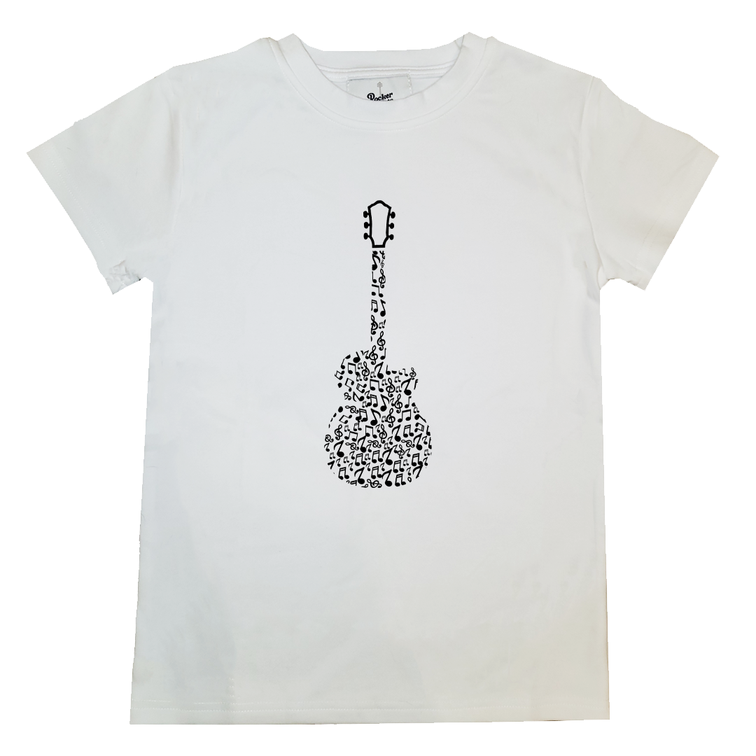 Kids music instrument shirt onesies guitar white