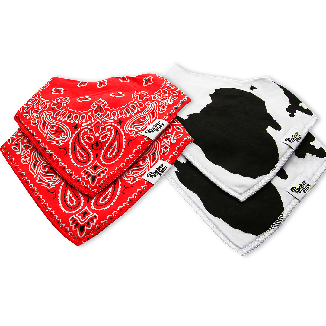 cotton muslin baby snap bibs cow bandana