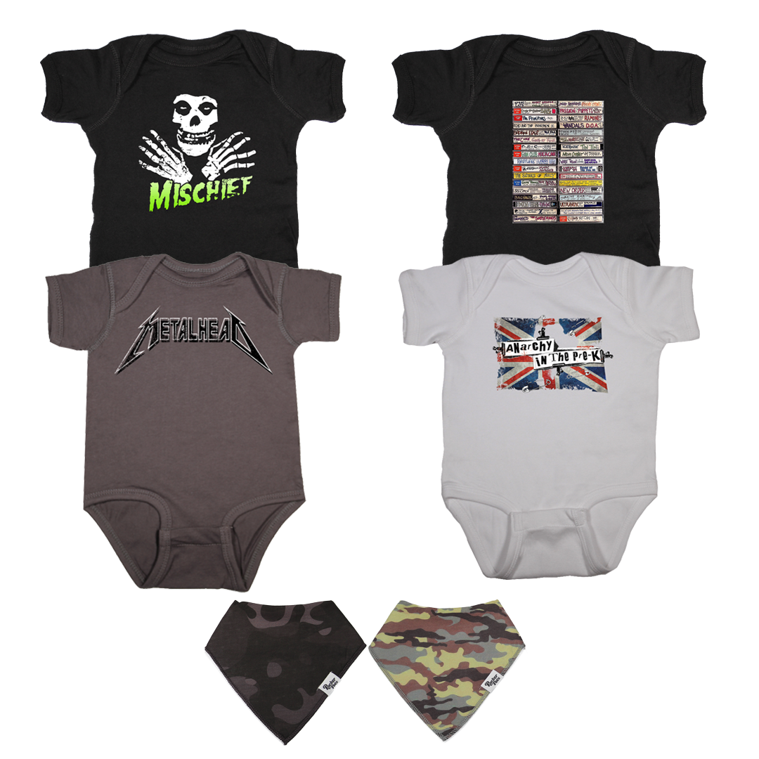 Baby Gift Shower Punk Rock - burp bibs onesies