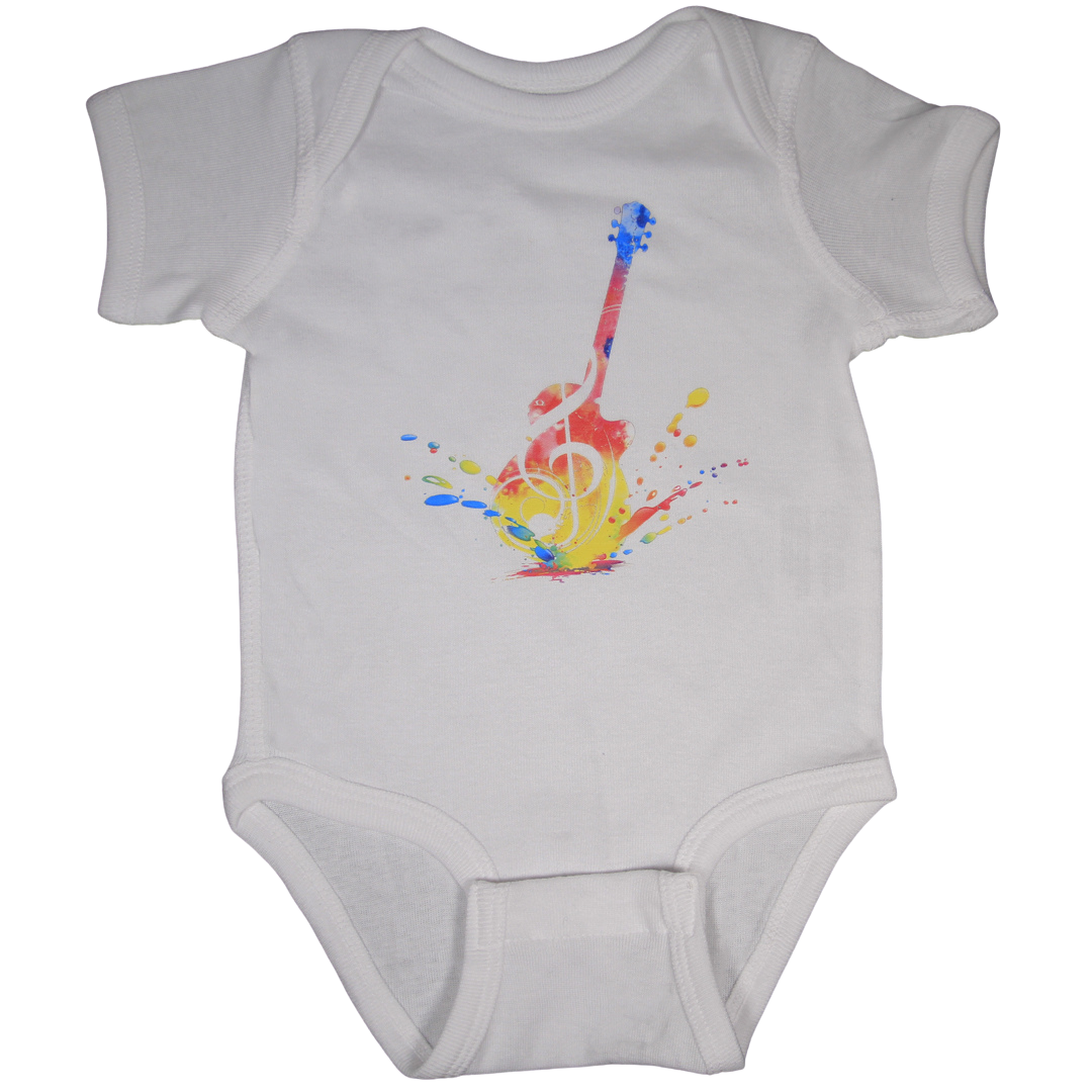 Guitar Onesie Watercolor White