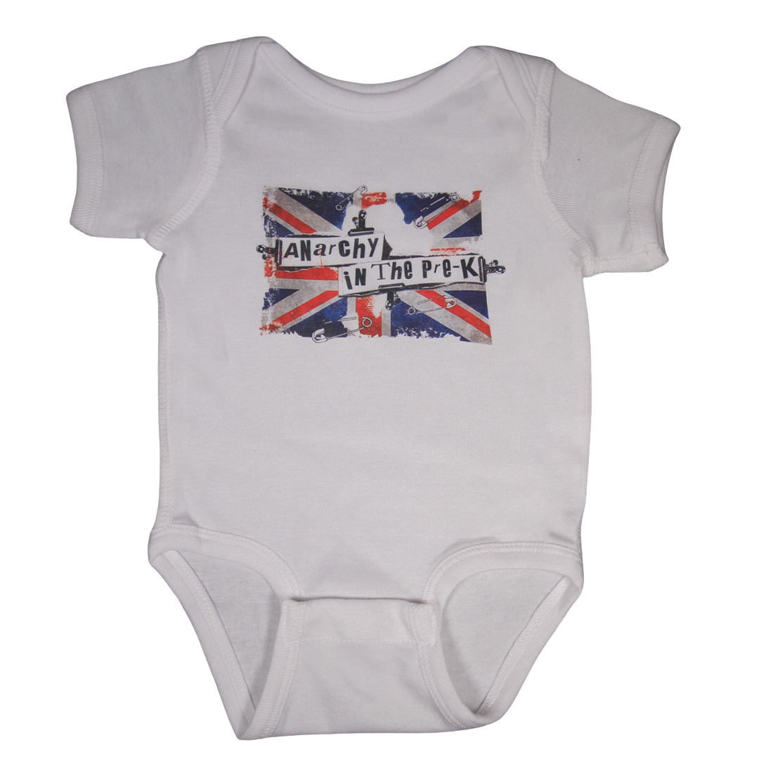 Anarchy UK Pre-K sex pistols god save the queen onesie white