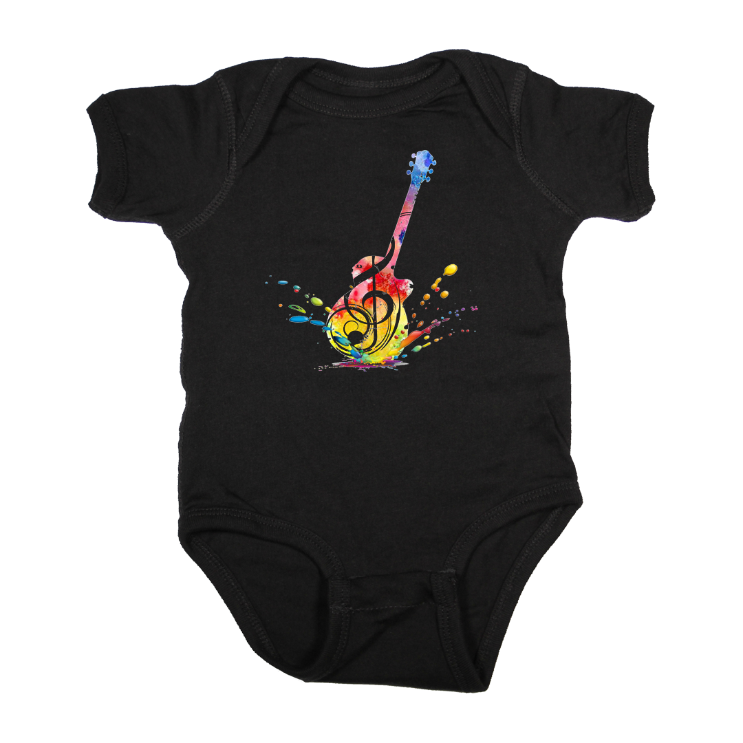 Guitar Onesie Watercolor Black
