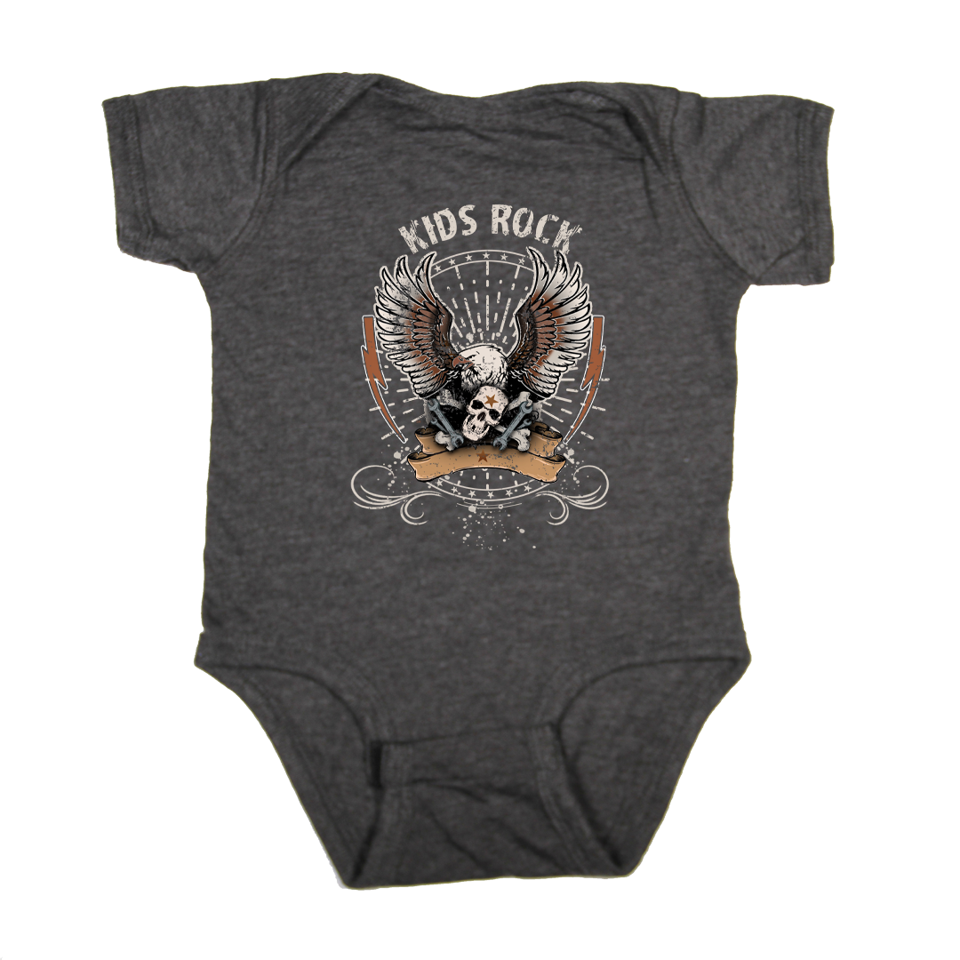 Baby kid rock onesie shirt baby grey