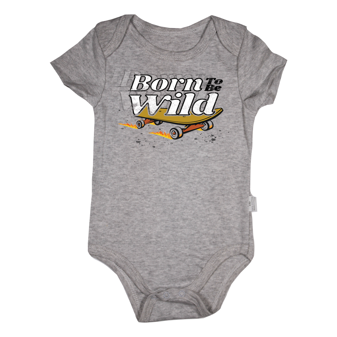 born to be wild baby onesie rock shirt grey