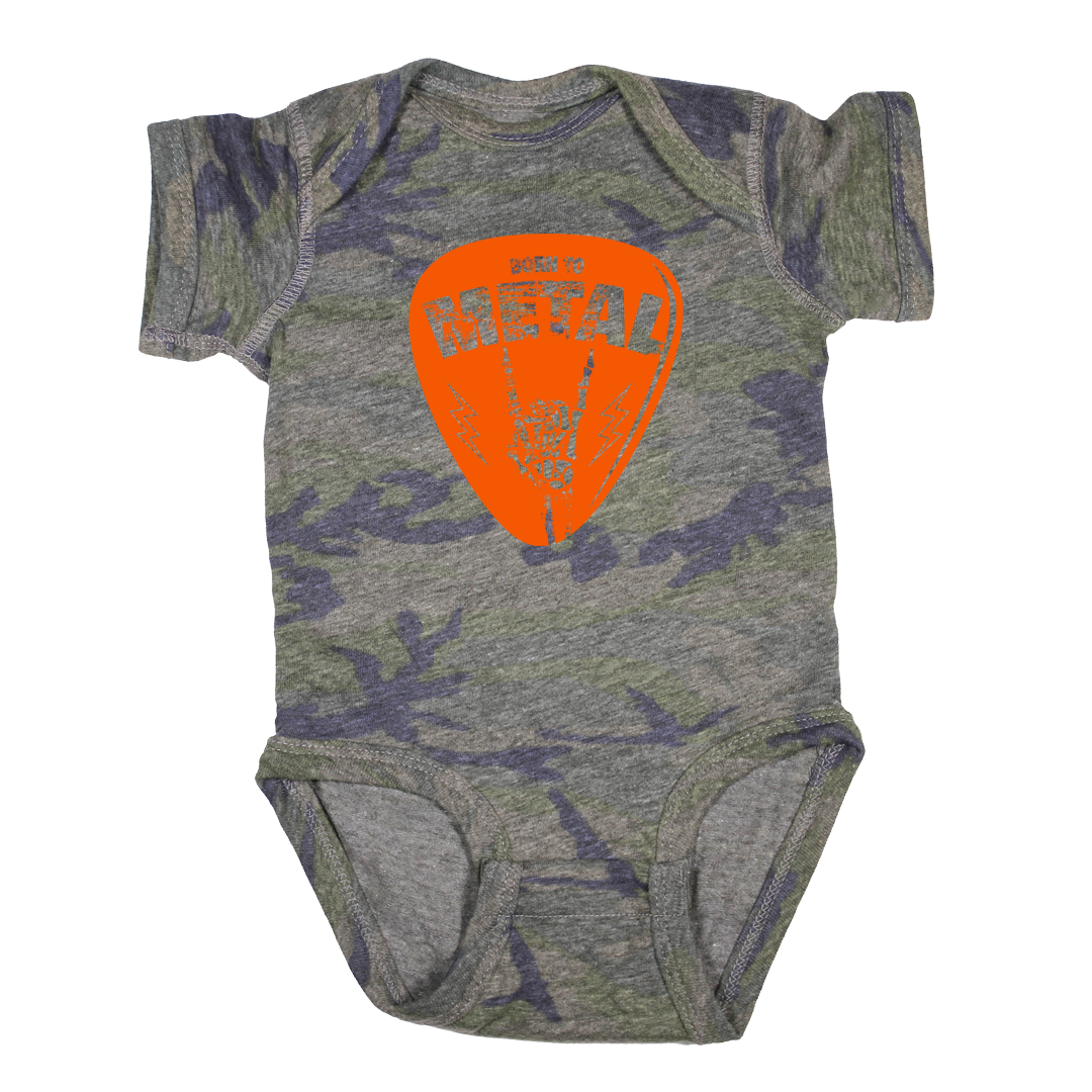 Guitar Pick born to metal camo and orange