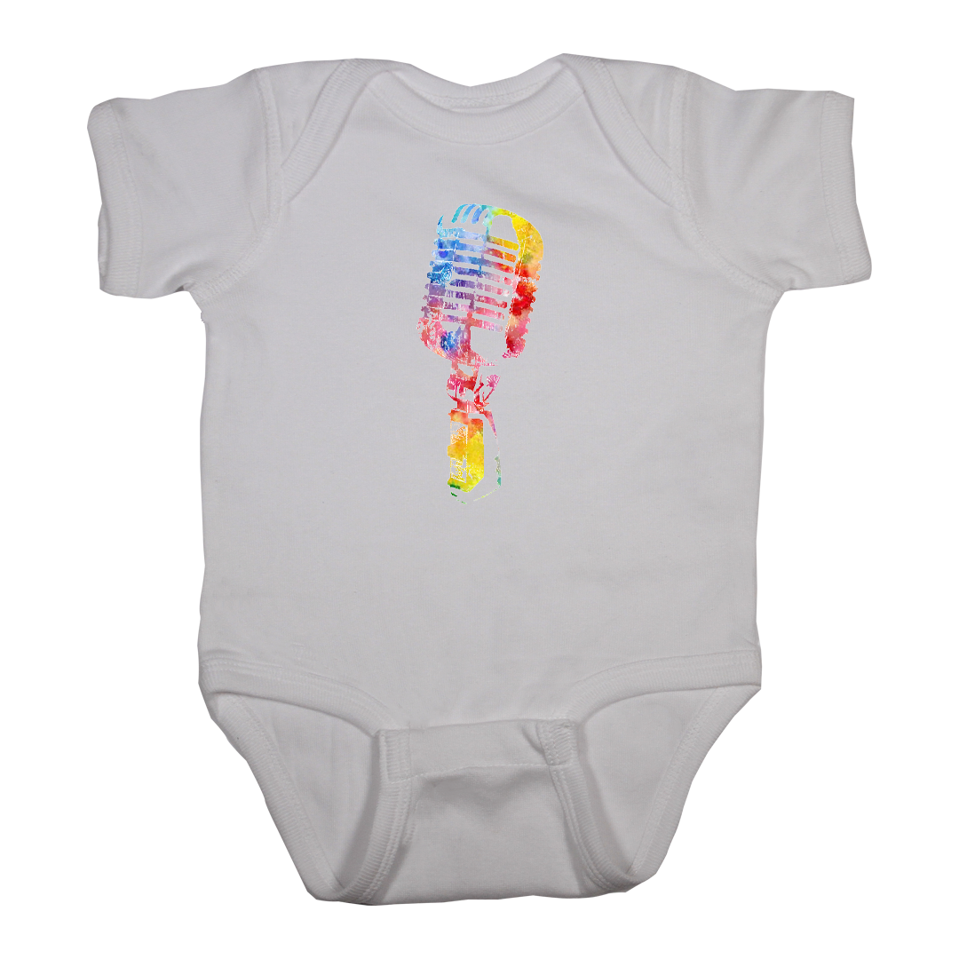 Baby Rock Onesie microphone white