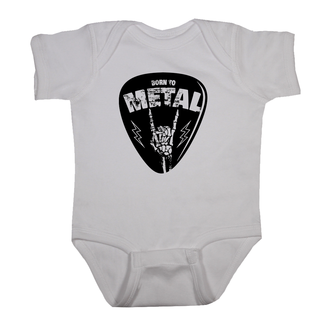 Guitar Pick born to metal white and black