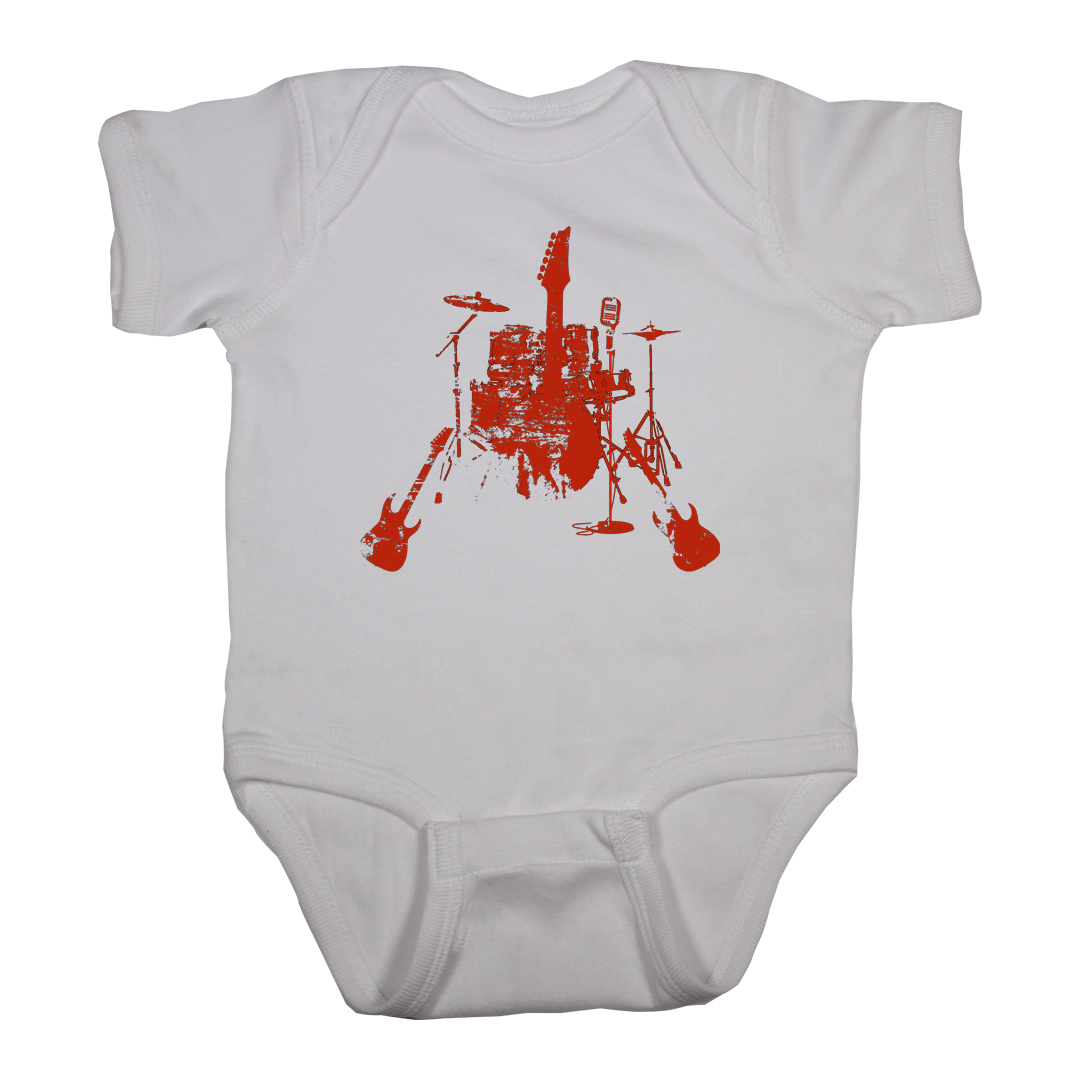 Rock Band Baby Onesie White